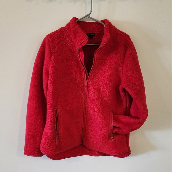 Talbots Fleece Zip Up Jacket Womens Size M Red - Picture 2 of 7